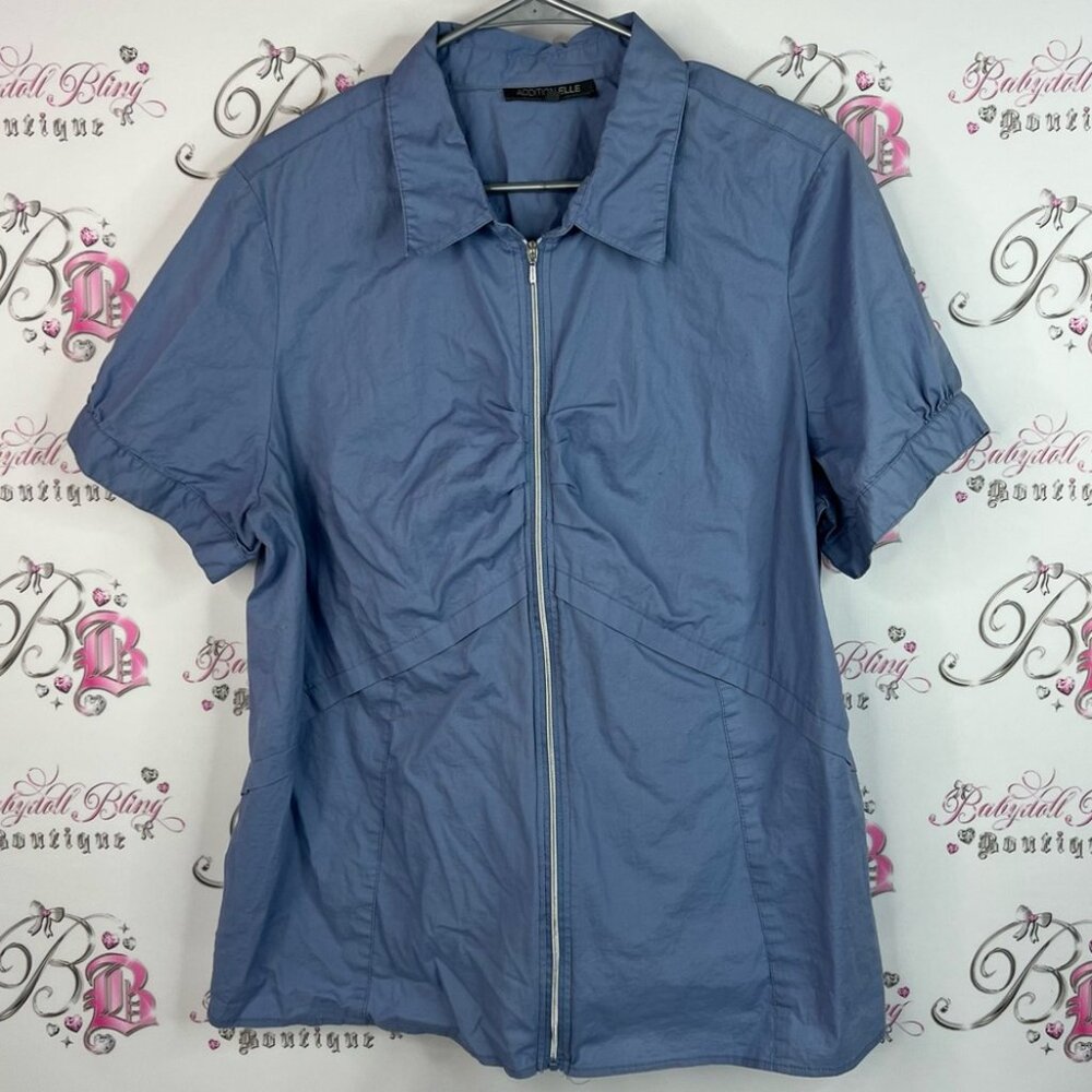 Addition Elle tshirt zip up style zipper light Slate Blue Zip-Up Jacket